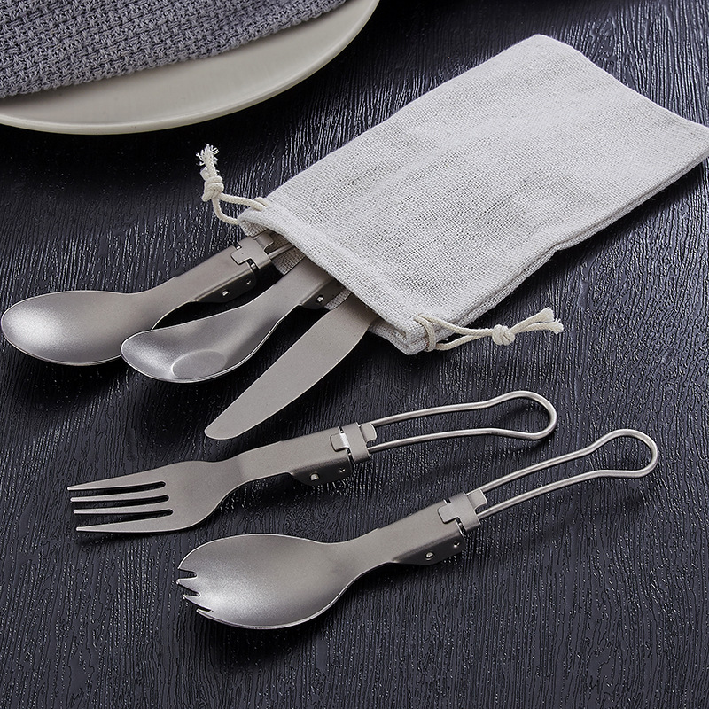 Titanium multi-functional spatula and fork
