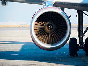 Jet engine on an aircraft