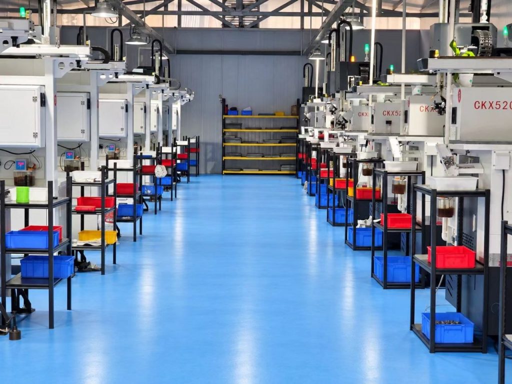 CNC machining shop floor, opposite aisle