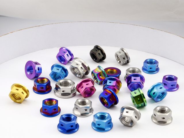 titanium Hex Flange Nuts, Drilled for Safety Wire